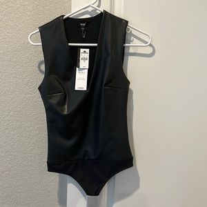 Express bodysuit faux leather xs